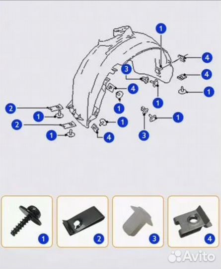 Подкрылки Ford Focus 2, передние + крепление