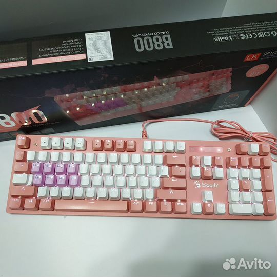 Игровая механическая клавиатура Bloody B800 Pink