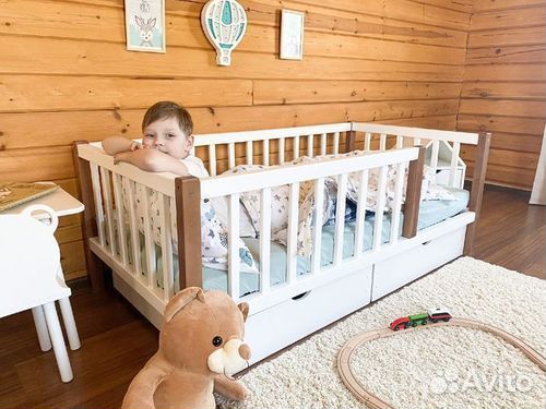 Кроватка с бортиком берёза от 2х лет сингл
