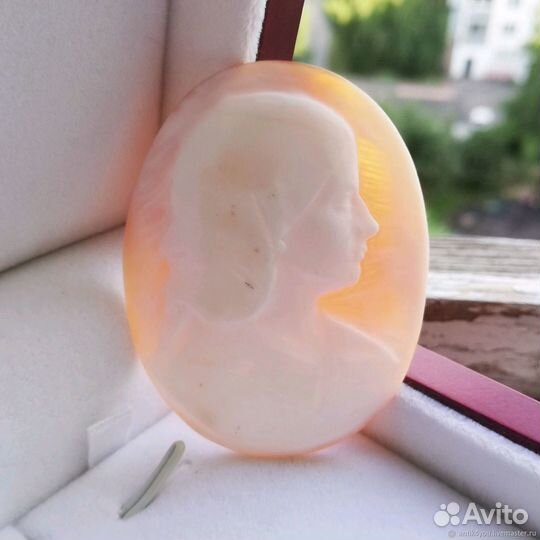 Антикварная камея кабошон на раковине без оправы