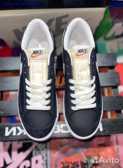 Nike Blazer Low Black White Swoosh (Арт.29189)