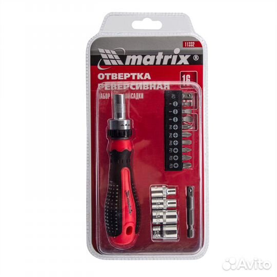 Отвертка реверсивная с набором бит и насадок торце