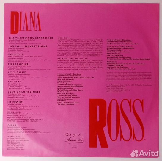 LP Diana Ross – Ross / Capitol - Germany 1983