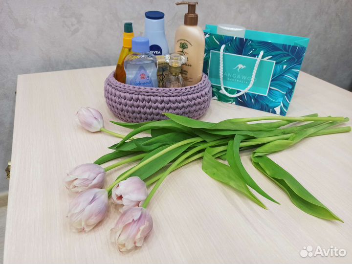 Интерьерная вязаная корзина 1 шт