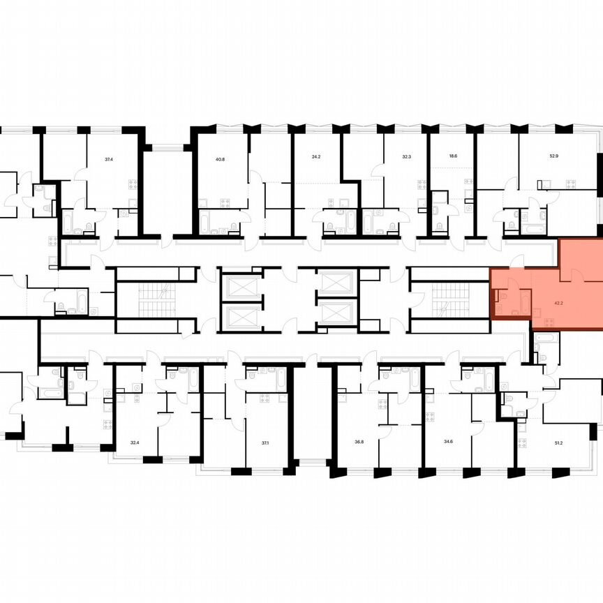 1-к. квартира, 42,2 м², 16/28 эт.