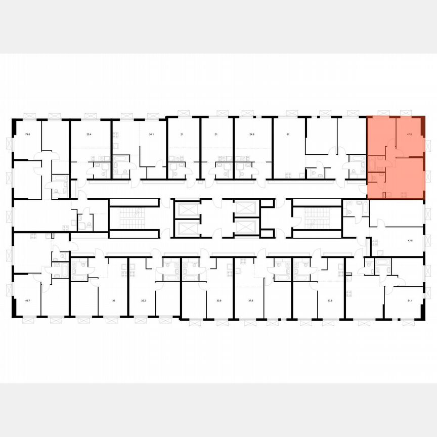 2-к. квартира, 47,8 м², 10/24 эт.