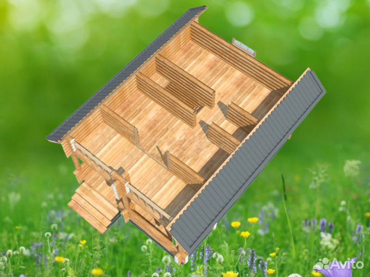 Сруб дома из бревна ручной рубки Не Бруса 9x6