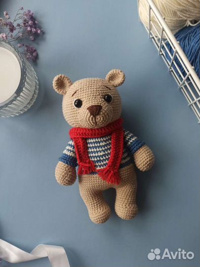 Вязаный мишка Тедди ручная работа