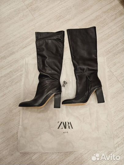 Сапоги Zara женские кожаные деми