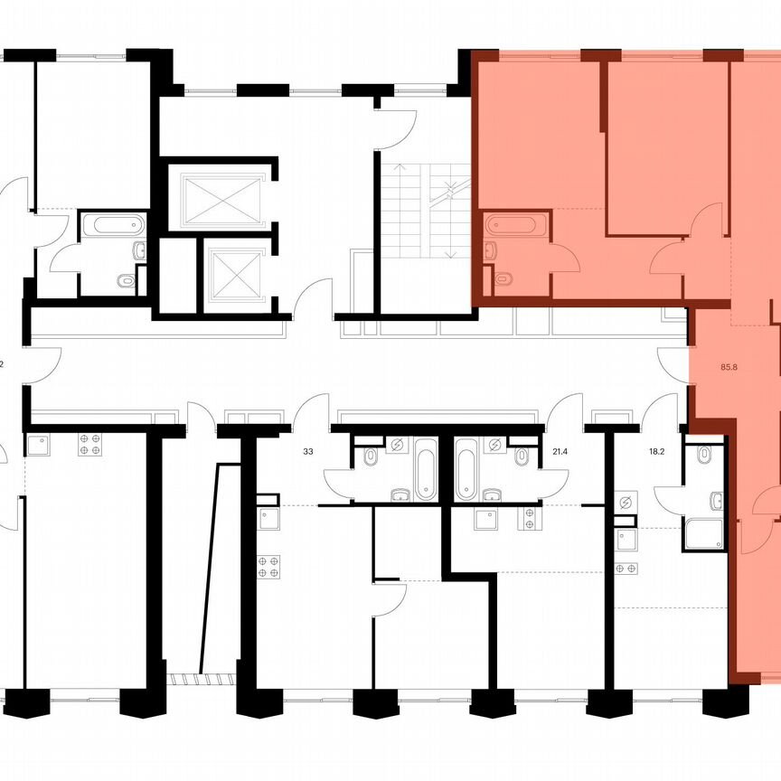 3-к. квартира, 85,8 м², 11/13 эт.