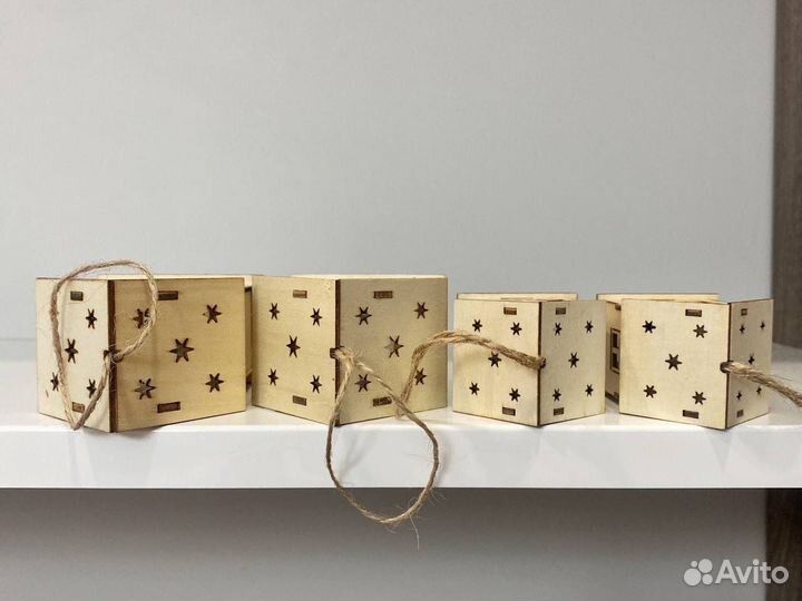 Домик деревянный новогодний набором