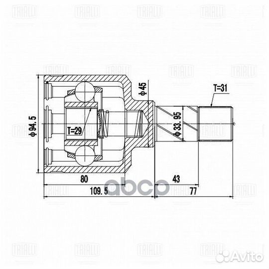 ШРУС для а/м Fiat Ducato 244 (02) 2.3JTD (внут