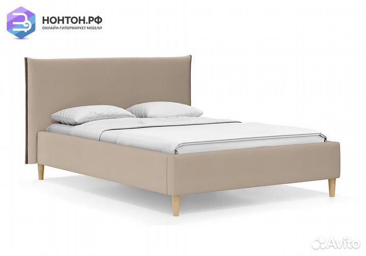 Кровать Микаса светло-бежевая / шоколадная