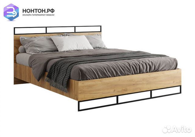 Кровать Лофт 1.6 м дуб крафт золотой