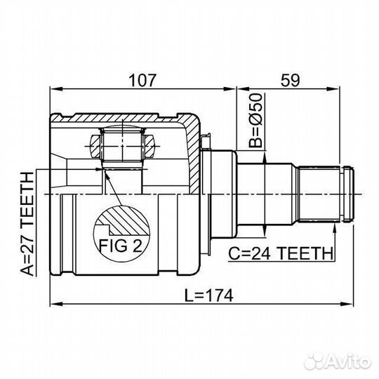 Шрус toyota camry V 06-11 внутр.лев