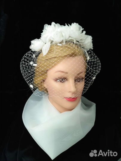 Ободок с вуалью свадебный