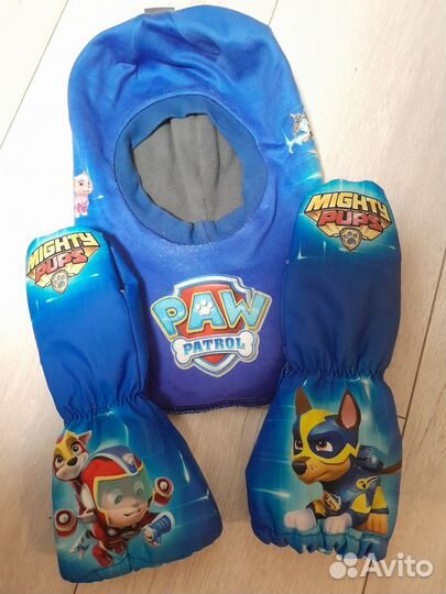 Шапка шлем и варежки- краги Щенячий patrol