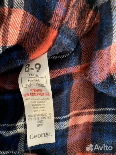 Фланелевая рубашка на мальчика George 8 лет