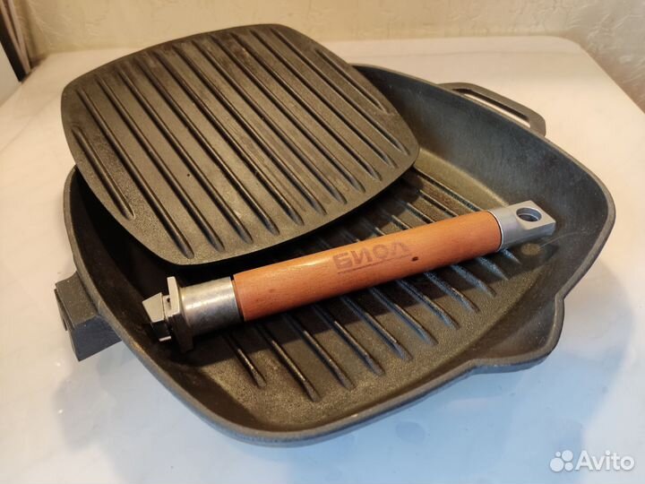 Чугунная сковорода гриль с прессом