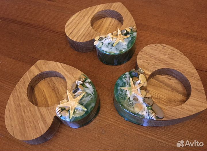 Подсвечник дерево. Эпоксидная смола. Подарок.Свеча