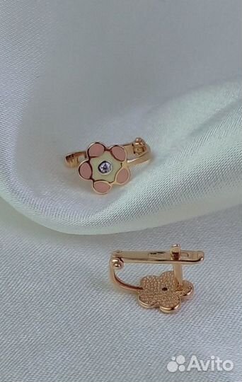 Серьги с фианитами и эмалью (с)