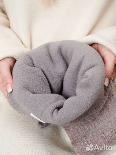 Шапка-ушанка женская зима серо-фиолетовая