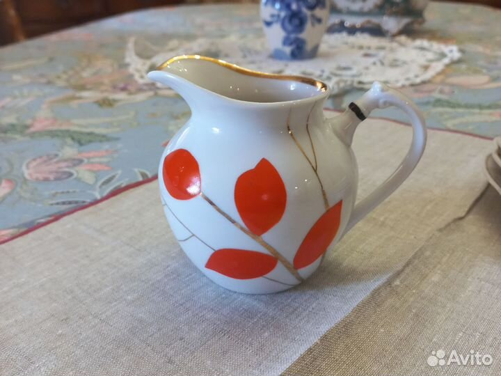 Десертные тарелочки и молочник Дулево СССР