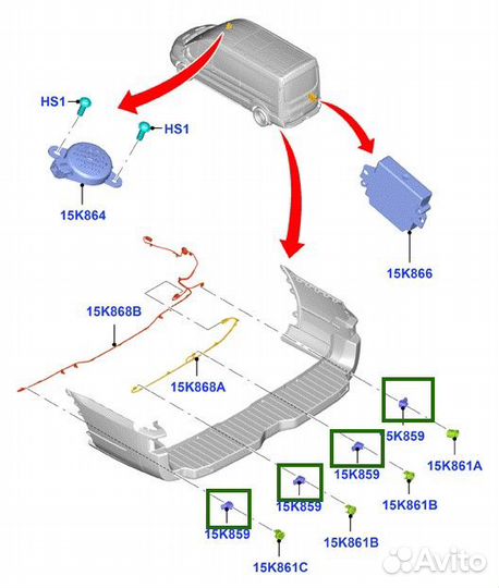 Датчик парковки Ford Transit 8 MK8 2014-2022 2