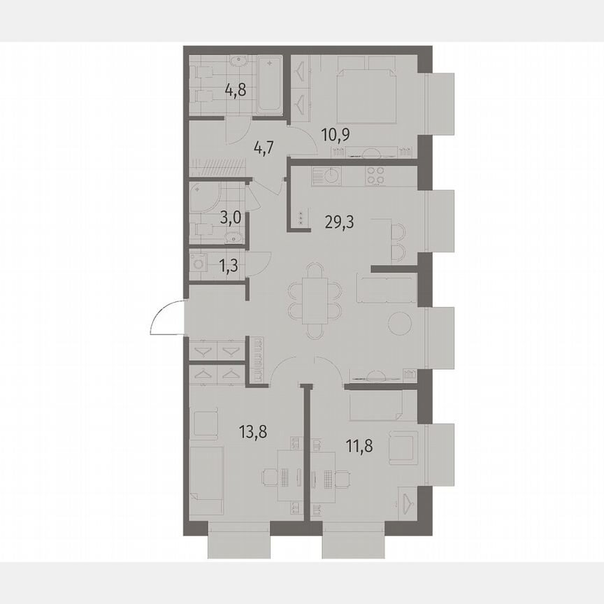 3-к. квартира, 83,2 м², 2/12 эт.