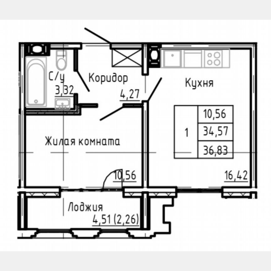 1-к. квартира, 36,8 м², 8/24 эт.