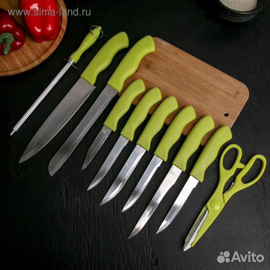 Набор кухонных принадлежностей на подставке, 8 нож