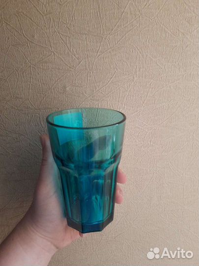 Стакан из стекла IKEA Икеа Покал 14 см бирюзовый
