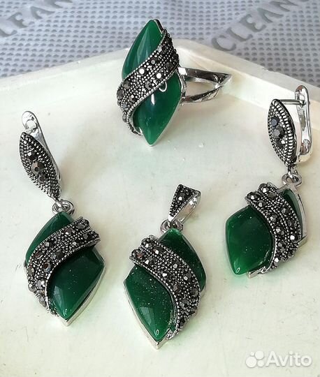 Серьги, кулон, кольцо 19,5 юв.сплав бижутерия С597