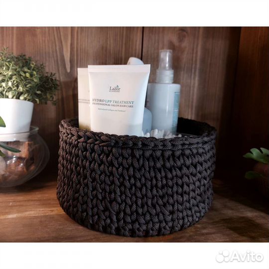 Вязаная корзинка для дома, ручная работа