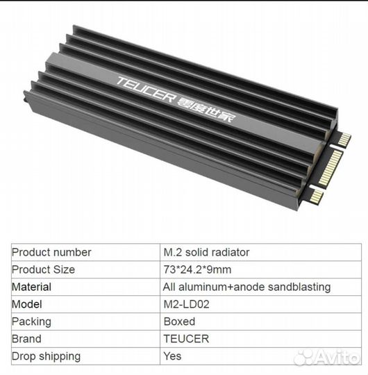 Радиатор для M2 SSD nvme 2280