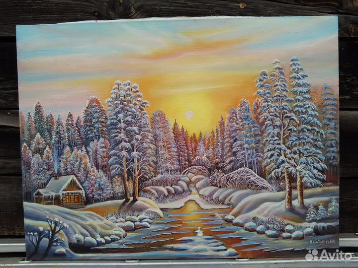 Зима Сибири. Холст-масло. 8060см. Напрямую от худ