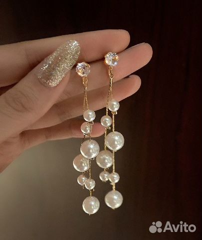 Сережки длинные бижутерия вечерние висящие