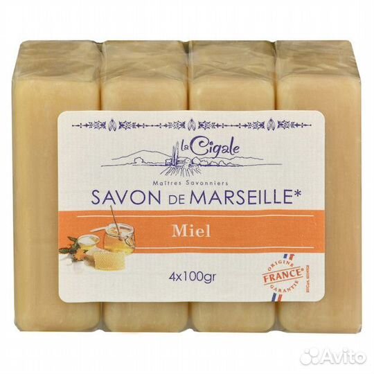 Мыло LA cigale Savon de Marseille Miel 4шт 100г