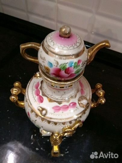 Самовар гжель (розовая) винтаж