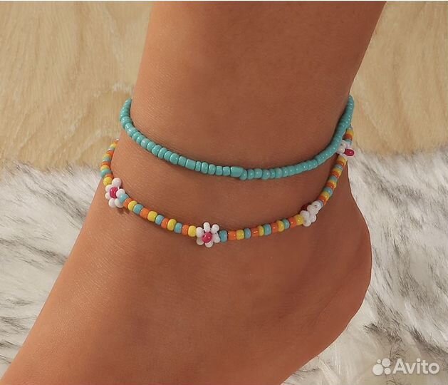 Анклет на ногу браслет из бисера
