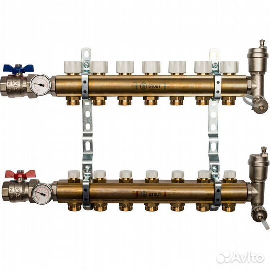 Коллектор 1х3/4 EK из латуни на 7 контура, без рас