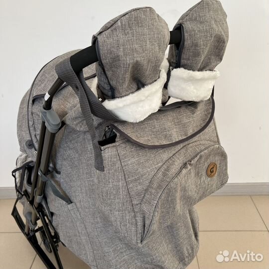 Коляска санки Кидс 3-3с серые