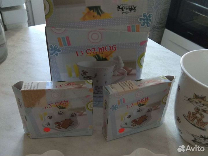 Кружка и 2 подставки для чайных пакетиков