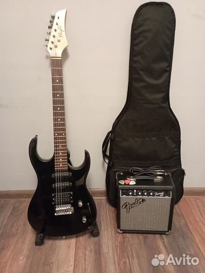Электрогитара Superstrat+комбик Fender+чехол