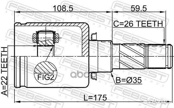 Шрус внутренний левый 22X35X26 0511-bmatlh Febest