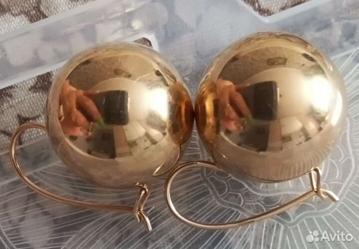 Золотые серьги шары 585