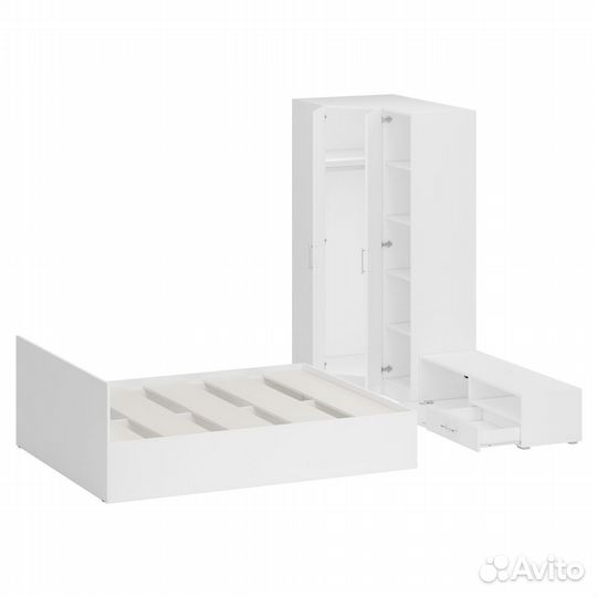 Мебель для спальни белая Стандарт № 4 Стандарт с кроватью 1600, цвет белый, спальное место 1600х2000