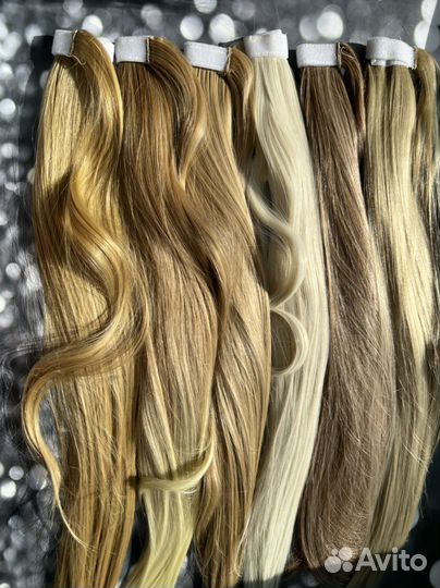 Волосы шиньон на липучке Блонд