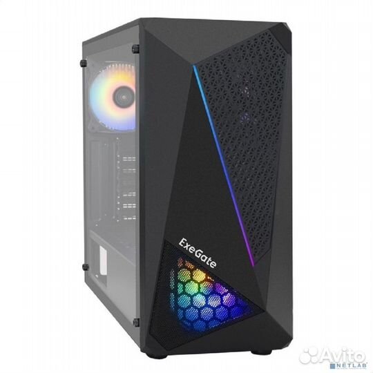 Exegate EX292858RUS Корпус Miditower ExeGate EVO-8225 (ATX, без бп, 2*USB+1*USB3.0, черный, 2 вент