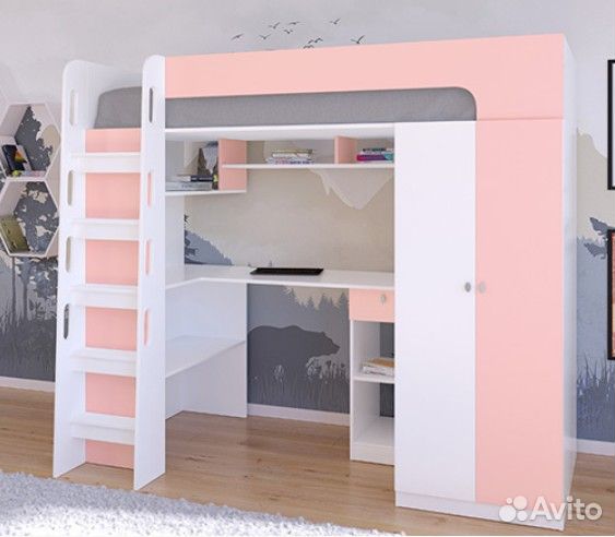 Кровать чердак Сонома/Салатовый